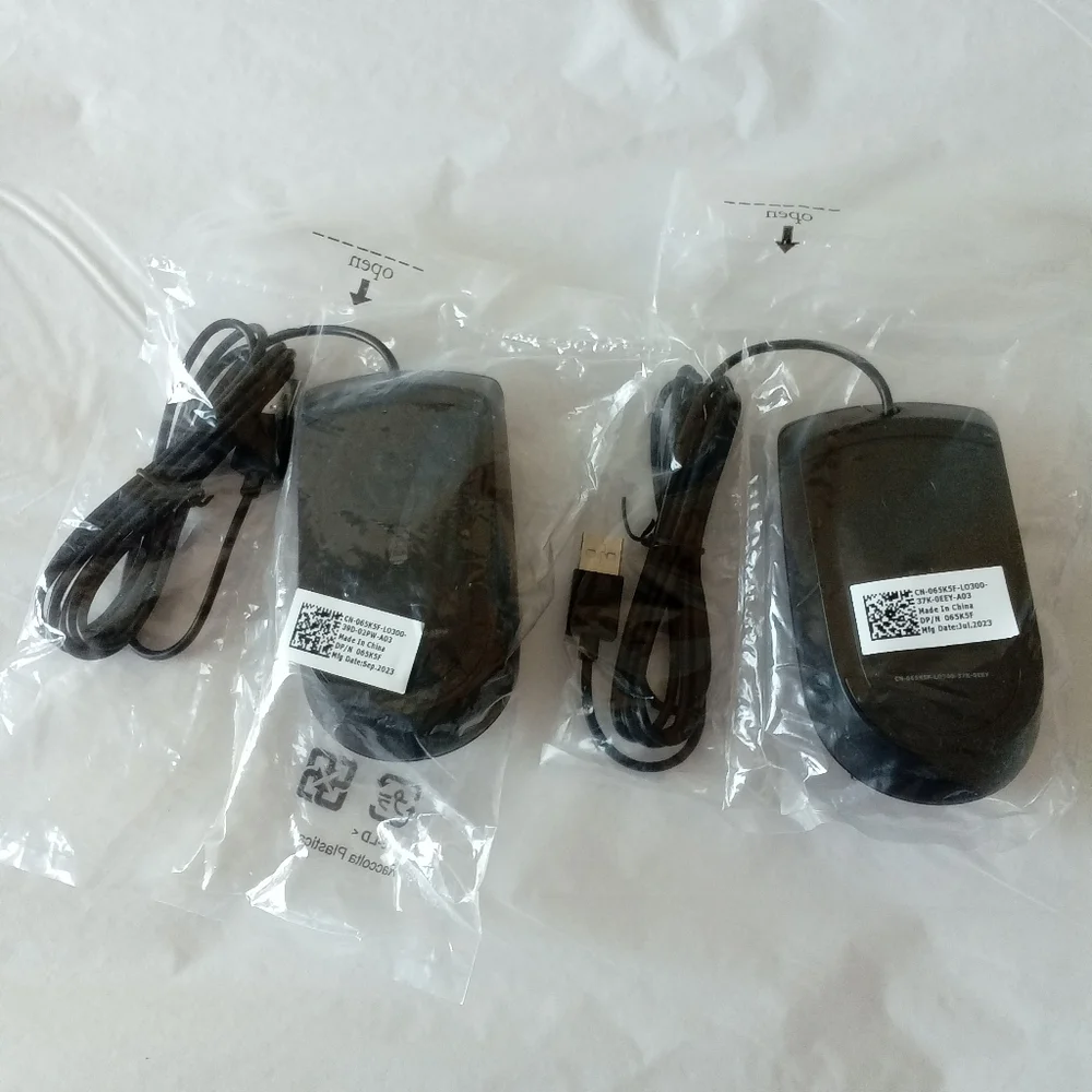 NEW Lot of 2 Dell Optical Mouse MS116 065K5F Black USB Scroll Wheel Genuine OEM